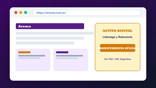 Ecosistema digital, branding y proceso de cesión registral formal de aroma.com.ar